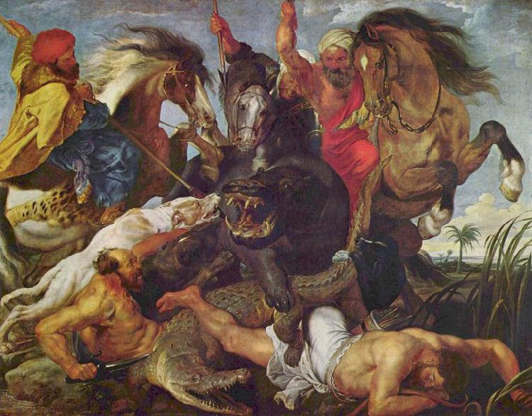Peter Paul Rubens Rubens is known for the frenetic energy and lusty ebullience of his paintings, as typified by the Hippopotamus Hunt France oil painting art